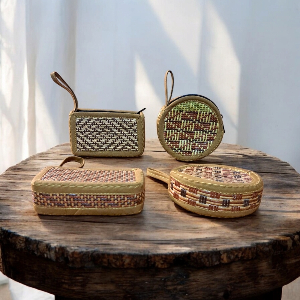 Handwoven Rattan Coin Purse - Round